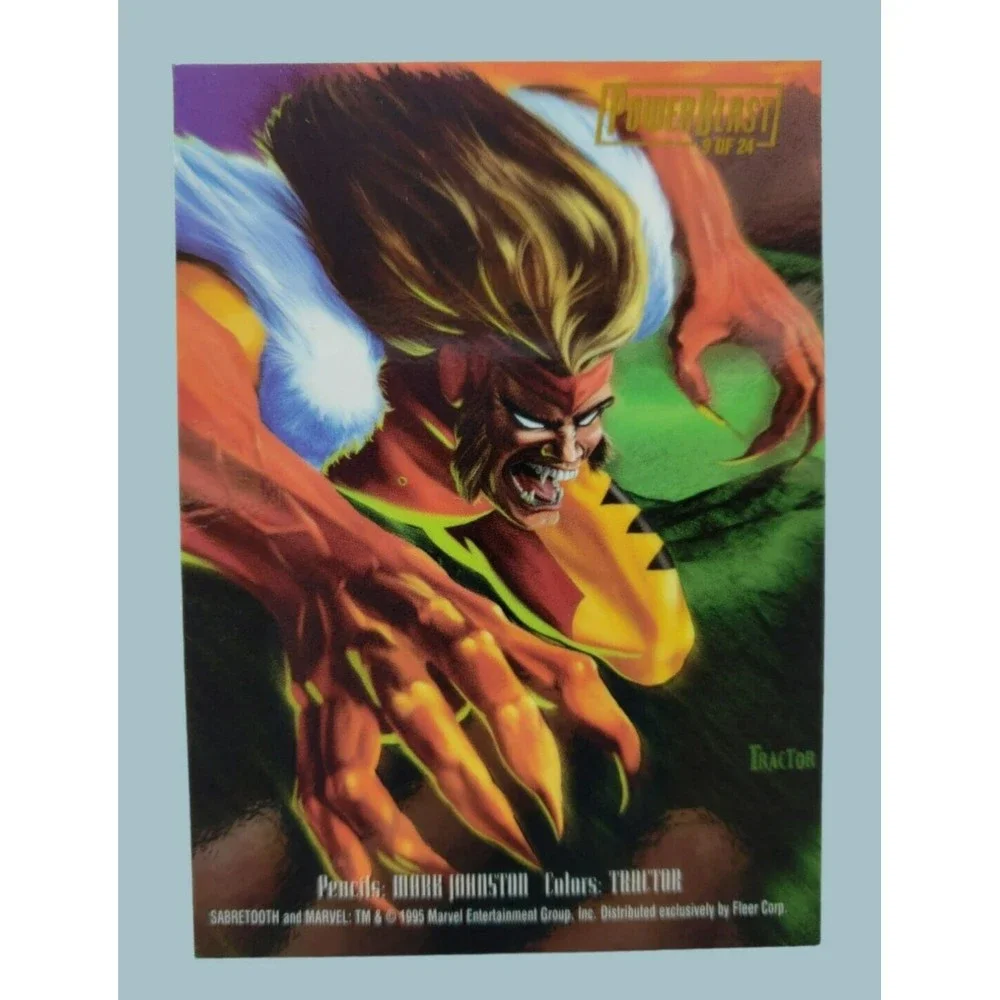 1995 Flair Marvel Annual SABRETOOTH #9/24 & ICEMAN #18/24 PowerBlast Set Of 2